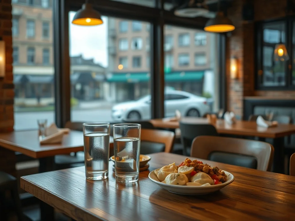 Przytulna łódzka restauracja z tanimi, domowymi daniami jak pierogi i zupa, zachęcająca do niedrogiego posiłku na mieście.